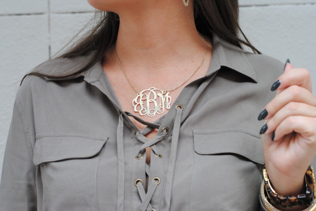 monogram statement necklace