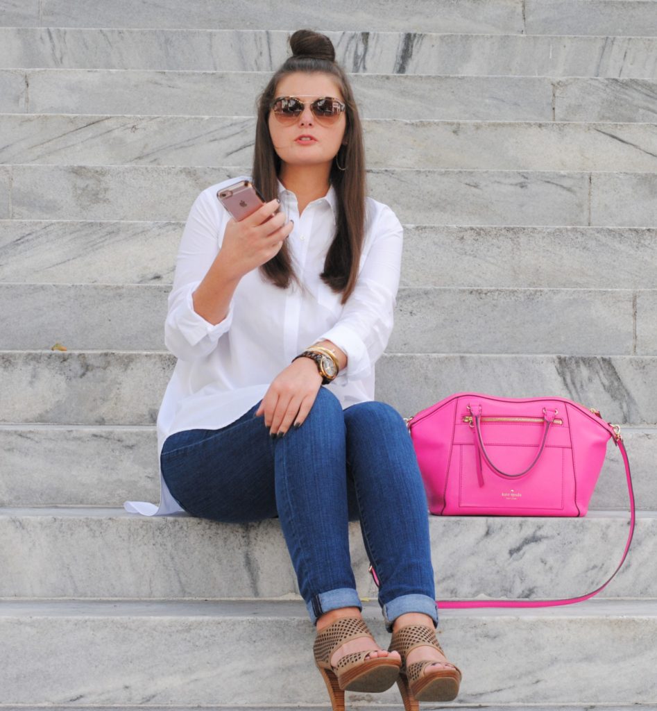 Classic Uniform White blouse and denim