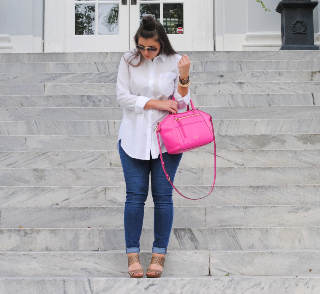 Classic Uniform White blouse and denim