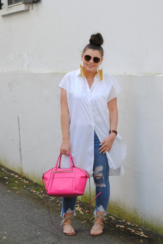 White Madewell Tunic and Distressed Denim