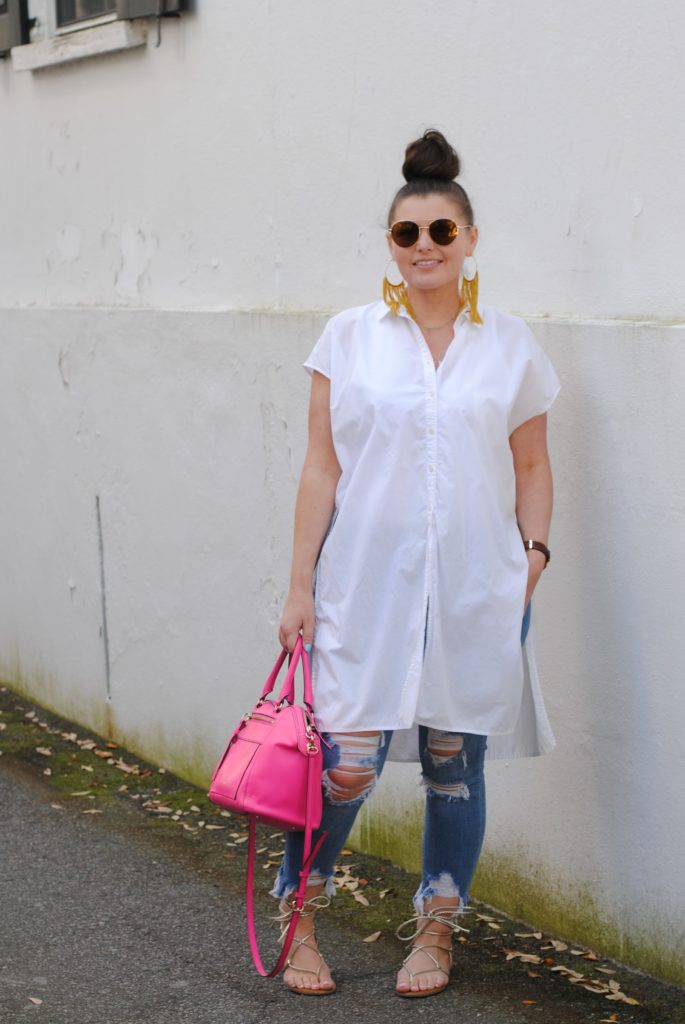 White Madewell Tunic and Distressed Denim