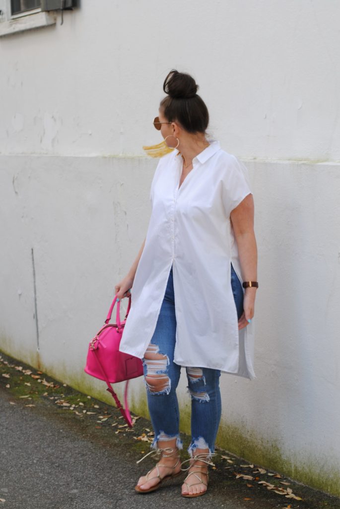 White Madewell Tunic and Distressed Denim