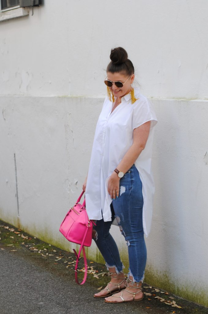 White Madewell Tunic and Distressed Denim