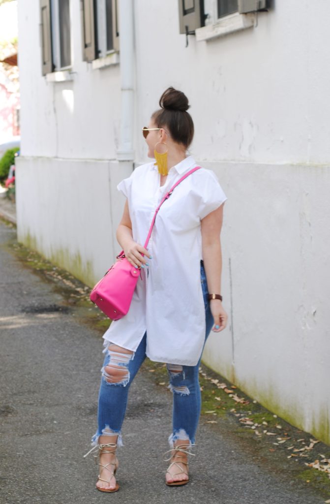 White Madewell Tunic and Distressed Denim