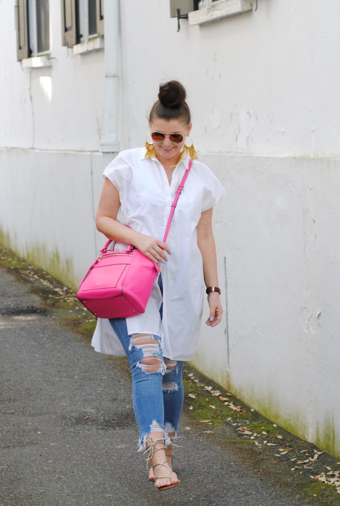 White Madewell Tunic and Distressed Denim