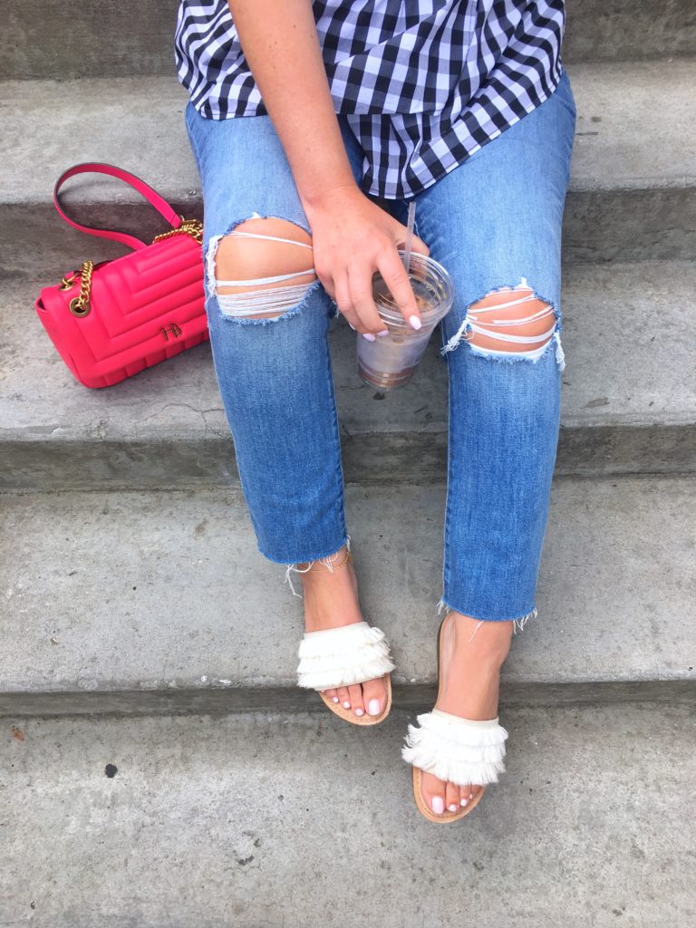 Summer Fashion: Black and White Gingham and Slim Boy Jeans @julia.marie.b