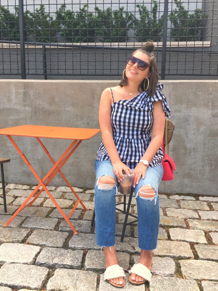 Summer Fashion: Black and White Gingham and Slim Boy Jeans @julia.marie.b