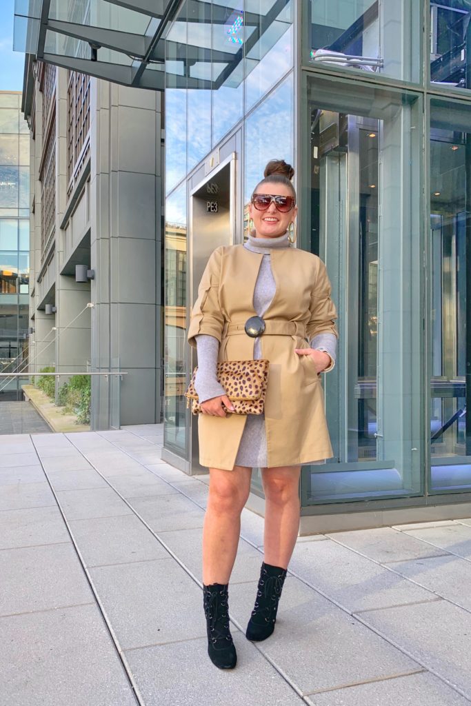 FALL FASHION OUT: SWEATER DRESS, TRENCH COAT AND LACE UP BOOTIES @julia.marie.b