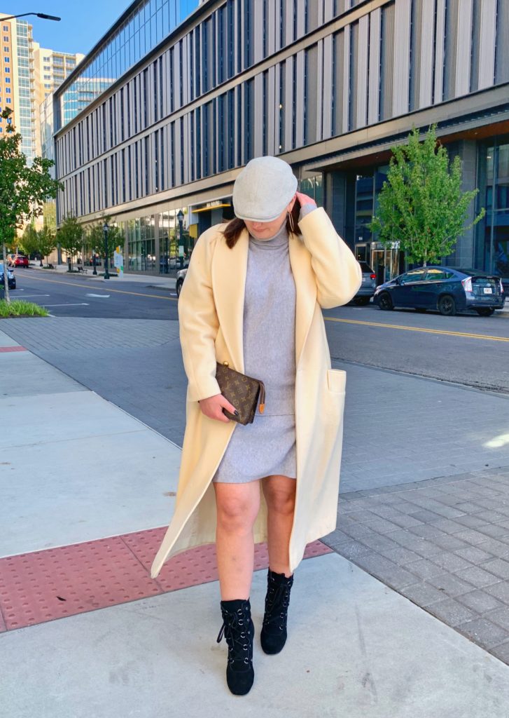 WINTER FASHION: SWEATER DRESS, OVERSIZED COAT AND BOOTIES @julia.marie.b