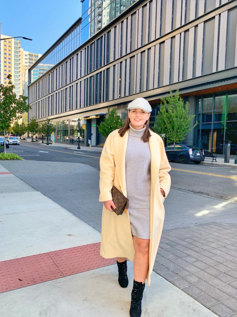 WINTER FASHION: SWEATER DRESS, OVERSIZED COAT AND BOOTIES @julia.marie.b