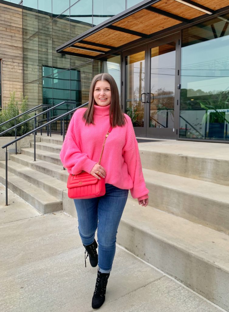 WINTER OUTFIT: NEON PINK SWEATER @julia.marie.b