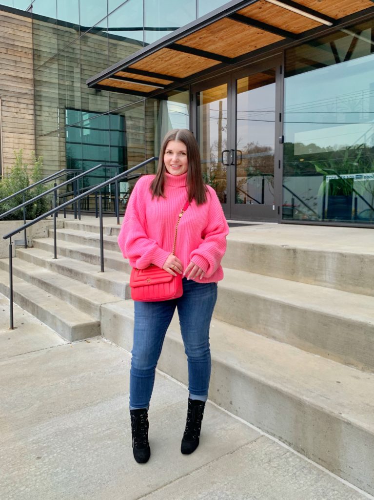 Neon pink 2025 sweater outfit