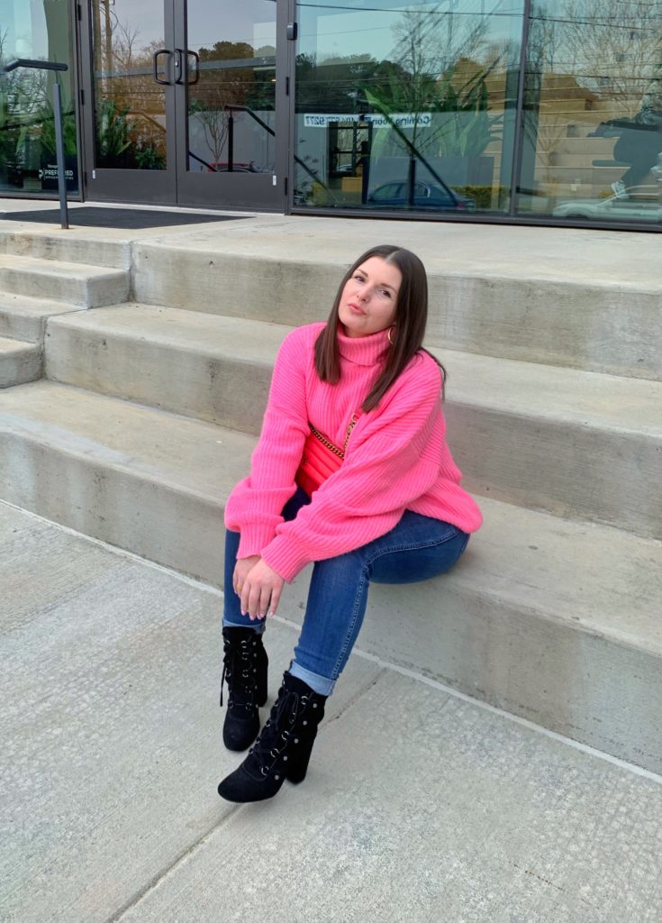 WINTER OUTFIT: NEON PINK SWEATER @julia.marie.b