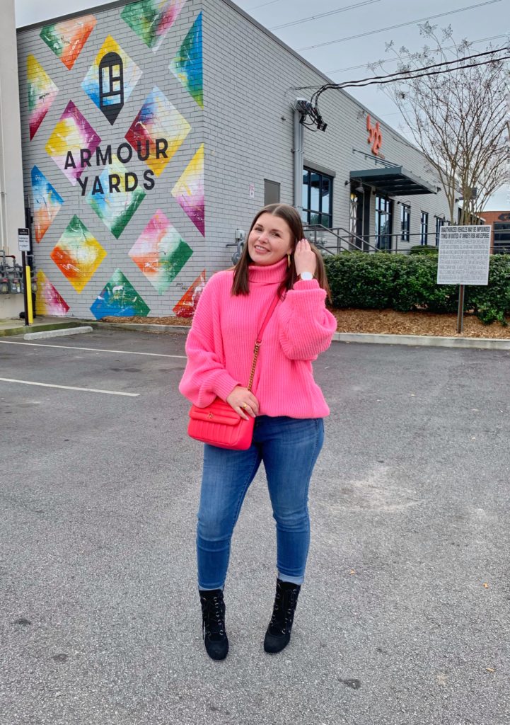 WINTER OUTFIT: NEON PINK SWEATER @julia.marie.b