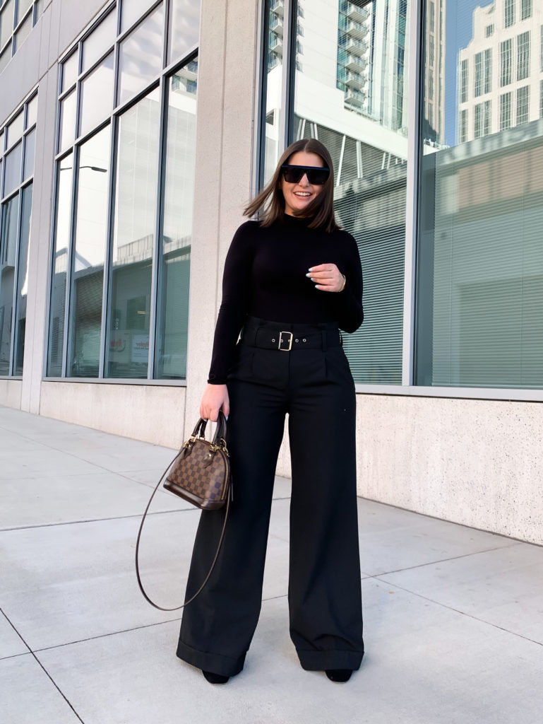 Work to Weekend in High Waisted Black Pants - Sydne Style