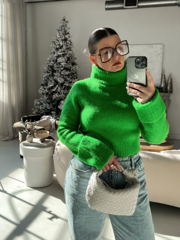 Lime green sweater store outfit